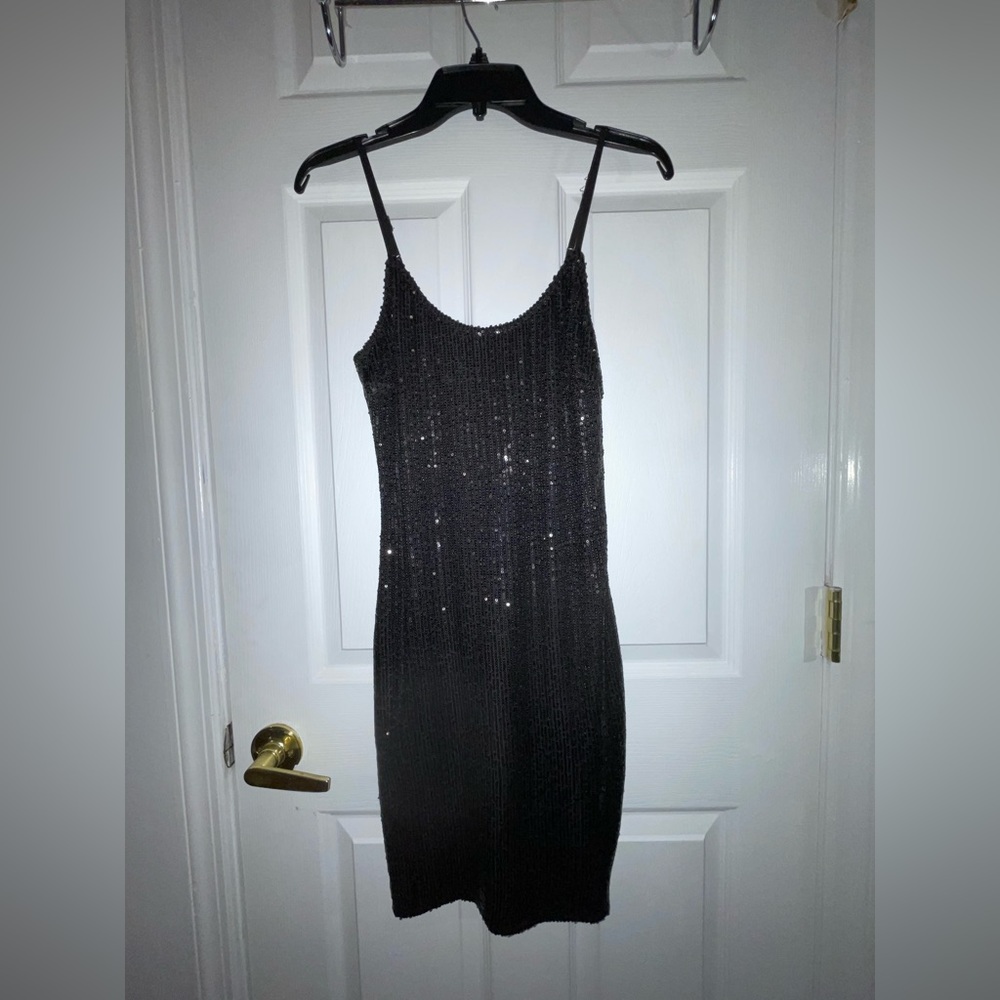 FashionNova sequined black dress, size medium